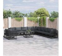 vidaXL Ensemble de canapé de jardin avec coussin 12 pcs Noir Aluminium, Canapé d'extérieur contemporain, design modulable,3378887