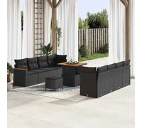 vidaXL Ensemble de canapé de jardin avec coussin 12 pcs Noir polyrotin