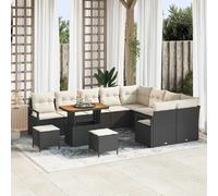 vidaXL Ensemble de canapé de jardin avec coussin 12 pcs Noir polyrotin