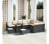 vidaXL Ensemble de canapé de jardin avec coussin 12 pcs Noir polyrotin