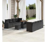 vidaXL Ensemble de canapé de jardin avec coussin 12 pcs Noir polyrotin