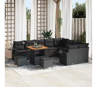 vidaXL Ensemble de canapé de jardin avec coussin 12 pcs Noir polyrotin