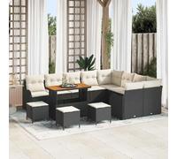 vidaXL Ensemble de canapé de jardin avec coussin 13 pcs Noir et Crème