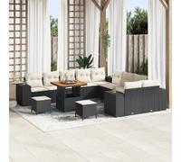 vidaXL Ensemble de canapé de jardin avec coussin 13 pcs Noir polyrotin