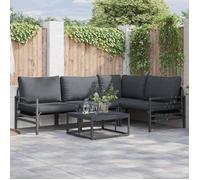 vidaXL Ensemble de canapé de jardin avec coussin 4 pcs Noir Acier 3378986