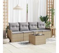 vidaXL Ensemble de canapé de jardin avec coussin 5 pcs Beige et gris