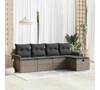 vidaXL Ensemble de canapé de jardin avec coussin 5 pcs Gris Poly rotin