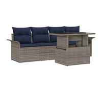 vidaXL Ensemble de canapé de Jardin avec Coussin 5 pcs Gris Poly rotin, Canapé Moderne modulable pour Jardin et terrasse, Ensemble en rotin, mobilier d'extérieur, Lounge résistant aux intempéries