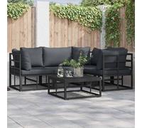 vidaXL Ensemble de canapé de jardin avec coussin 5 pcs Noir Aluminium