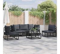 vidaXL Ensemble de canapé de jardin avec coussin 5 pcs Noir Aluminium