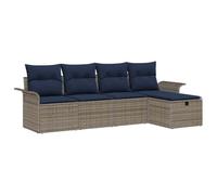 vidaXL Ensemble de canapé de Jardin avec Coussin 5 pcs Poly rotin, Mobilier d'extérieur Moderne, canapé Durable, résistant aux UV, léger, idéal pour se Relaxer en terrasse