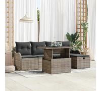 vidaXL Ensemble de canapé de jardin avec coussins avec mémoire 6 pcs Gris Poly Rattan