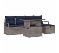 vidaXL Ensemble de canapé de Jardin avec Coussin 6 pcs Gris Poly rotin, Canapé d'extérieur Moderne pour Jardin, Meubles modulables avec Rangement, léger et résistant aux UV