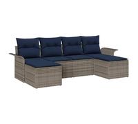 vidaXL Ensemble de canapé de Jardin avec Coussin 6 pcs Gris Poly rotin, Suite de Salon de Jardin, canapé modulable, résistant aux intempéries, léger, avec rangements, mobilier de terrasse