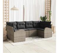 vidaXL Ensemble de canapé de jardin avec coussin 6 pcs Gris polyrotin