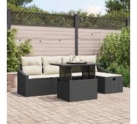 vidaXL Ensemble de canapé de jardin avec coussin 6 pcs Noir Poly rotin
