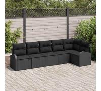 vidaXL Ensemble de canapé de jardin avec coussins 6 pcs noir poly rotin