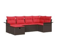 vidaXL Ensemble de canapé de Jardin avec Coussin 6 pcs Poly rotin, Canapé de Jardin, Design modulaire, léger et résistant au Soleil, Coin détente avec Rangement