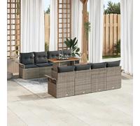 vidaXL Ensemble de canapé de jardin avec coussin 7 pcs Gris polyrotin