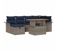 vidaXL Ensemble de canapé de Jardin avec Coussin 7 pcs Gris polyrotin, Ensemble de Salon de Jardin, mobilier modulaire Chic, léger, résistant aux UV, avec rangements intégrés