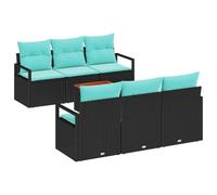 vidaXL Ensemble de canapé de Jardin avec Coussin 7 pcs Noir polyrotin, Ensemble de Jardin Moderne, Durable, modulaire, canapé Patio, Meuble extérieur, léger, résistant au Soleil