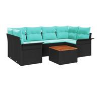 vidaXL Ensemble de canapé de Jardin avec Coussin 7 pcs Noir polyrotin, Sofa de Jardin Moderne, léger, Durable, résistant aux UV, pour mobilier extérieur, Coin Lounge à la terrasse