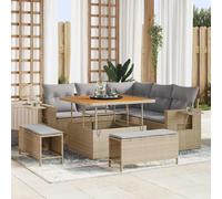 vidaXL Ensemble de canapé de jardin avec coussin 8 pcs Beige polyrotin