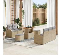 vidaXL Ensemble de canapé de jardin avec coussins 8 pcs Beige Poly-Rattan
