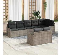 vidaXL Ensemble de canapé de jardin avec coussins 8 pcs Gris Poly Rattan
