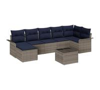 vidaXL Ensemble de canapé de Jardin avec Coussin 8 pcs Gris Poly rotin, Ensemble de Jardin, Moderne et léger, résistant aux UV, avec Rangement, Disposition de canapés