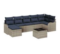 vidaXL Ensemble de canapé de Jardin avec Coussin 8 pcs Gris Poly rotin | Parfait pour 6 personnes, Fabriqué en rattan résistant aux UV, ça dure, Les coussins d'extérieur ajoutent du confort