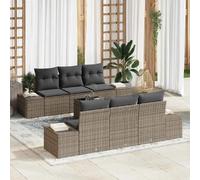 vidaXL Ensemble de canapé de jardin avec coussin 8 pcs Gris polyrotin