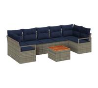 vidaXL Ensemble de canapé de Jardin avec Coussin 8 pcs Gris polyrotin, Ensemble de canapés Modernes pour l'extérieur, résistant aux UV, Meuble de Jardin modulable, Confort au Patio