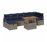 vidaXL Ensemble de canapé de Jardin avec Coussin 8 pcs Gris polyrotin, Ensemble Lounge extérieur Moderne, modulable et Durable, Parfait pour Le Jardin et la terrasse, avec Rangement