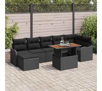 vidaXL Ensemble de canapé de jardin avec coussin avec mémoire 8 pcs noir