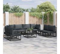 vidaXL Ensemble de canapé de jardin avec coussins 8 pcs noir aluminium
