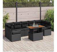 vidaXL Ensemble de canapé de jardin avec coussin 8 pcs Noir et Marron 3349680
