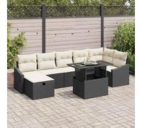 vidaXL Ensemble de canapé de jardin avec coussins 8 pcs noir Poly rotin