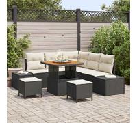 vidaXL Ensemble de canapé de jardin avec coussins 8 pcs noir poly rotin