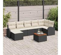vidaXL Ensemble de canapé de jardin avec coussins 8 pcs noir poly rotin