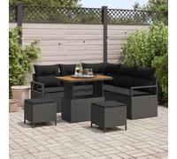 vidaXL Ensemble de canapé de jardin avec coussins 8 pcs noir poly rotin