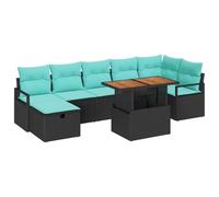 vidaXL Ensemble de canapé de Jardin avec Coussin 8 pcs Noir polyrotin, Ensemble Lounge extérieur Moderne, modulable et Durable, Parfait pour Le Jardin et la terrasse, avec Rangement