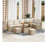 vidaXL Ensemble de canapé de jardin avec coussin 9 pcs Beige et crème