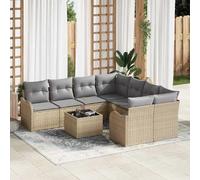 vidaXL Ensemble de canapé de jardin avec coussin 9 pcs Beige et gris