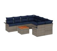 vidaXL Ensemble de canapé de Jardin avec Coussin 9 pcs Gris polyrotin, Canape d'extérieur Moderne, Durable et modulable, mobilier de Patio léger, Coin détente Confortable