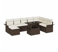 vidaXL Ensemble de canapé de jardin avec coussin 9 pcs Marron et Crème