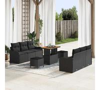vidaXL Ensemble de canapé de jardin avec coussin 9 pcs Noir