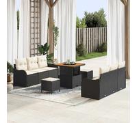 vidaXL Ensemble de canapé de jardin avec coussin avec mémoire 9 pcs noir et crème