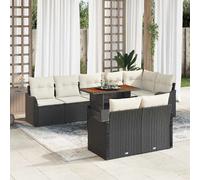 vidaXL Ensemble de canapé de jardin avec coussin 9 pcs Noir et crème