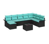 vidaXL Ensemble de canapé de Jardin avec Coussin 9 pcs Noir Poly rotin, Canapé modulable Jardin et terrasse, mobilier d'extérieur, sièges légers, Confort et Rangement résistant aux UV